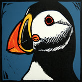Lino Print - Puffin On Rathlin